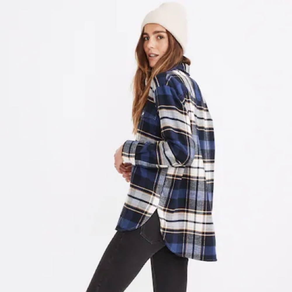 Madewell Flannel Flap-Pocket Oversized Ex-Boyfriend Shirt in Coltrane Plaid